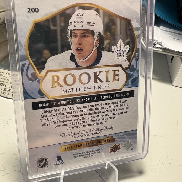 Toronto Maple Leafs Rookie Matthew Knies jersey card - Picture 2 of 2